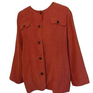 Samantha Grey faux suede perforated jacket with ornate buttons size 16